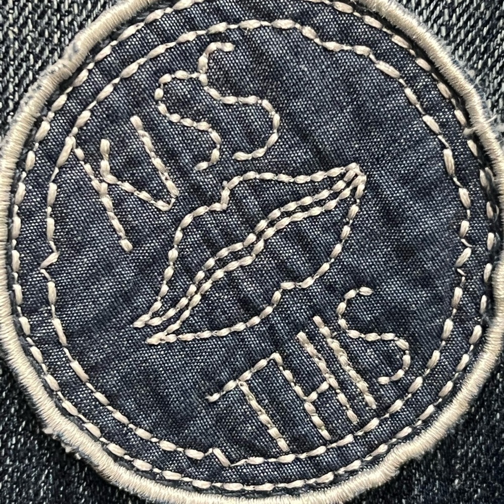 American Eagle Denim Vest Small Patchwork Button … - image 11